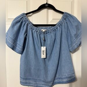 Adriano goldschmied AG size small  off the shoulder chambray top sun washed NWT